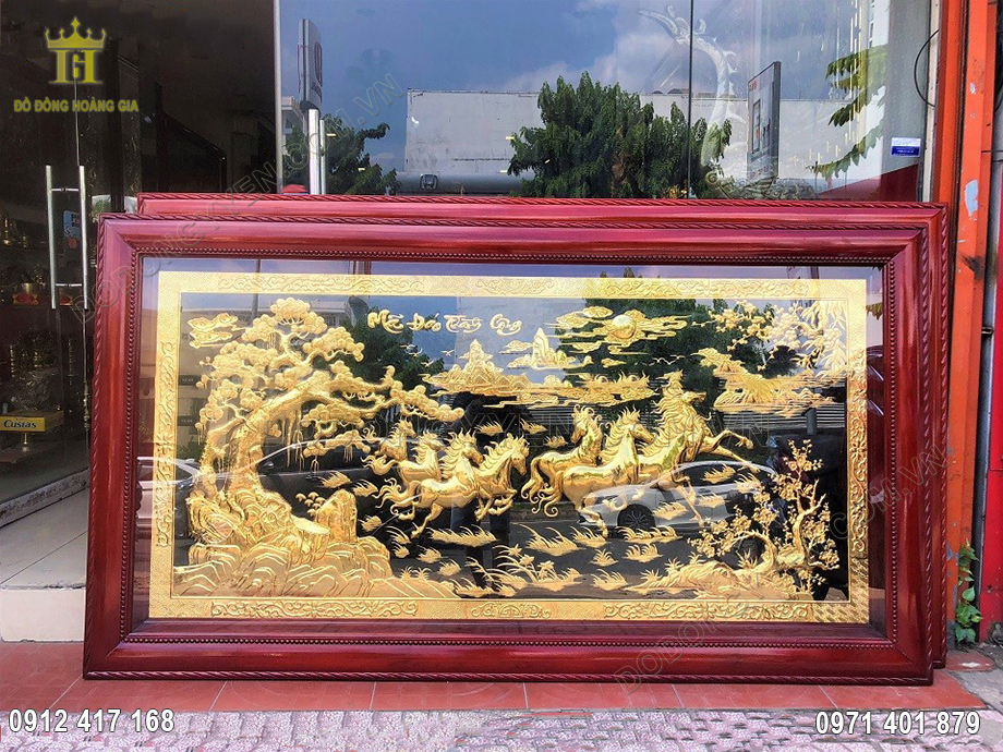 Tranh m&atilde; đ&aacute;o th&agrave;nh c&ocirc;ng bằng đồng mạ v&agrave;ng 24K